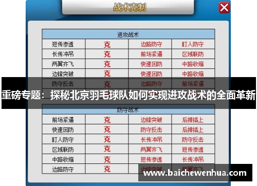 重磅专题：探秘北京羽毛球队如何实现进攻战术的全面革新